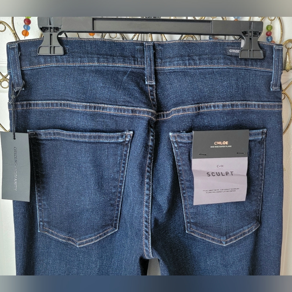 Citizens Of Humanity Chloe Mid Rise Super Flare Jean's Women's 28 Dark Blue Wash - Picture 4 of 16